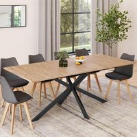 ALIX mesa de comedor rectangular para 10 con patas de araña negro y madera 200 cm