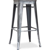 Taburete de Bar - Diseño Industrial - Madera y Acero - 76 cm - New Edition- Stylix