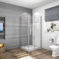 Box Doccia Angolare Due Porte Battente alte 185 cm Pieghevoli a Libro in Vetro Temperato 6 mm Anticalcare 120x120 cm