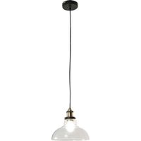 Lampada a sospensione lampada a sospensione vintage lampada da sala da pranzo lampada da soggiorno, soffiata a bocca a mano, metallo vetro nero oro, 1x presa E27, DxH 25x200cm