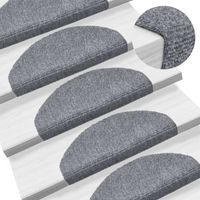 vidaXL Tapis d'escalier auto-adhésifs 15 pièces 65 x 21 x 4 cm Gris clair Demi-rond Grand