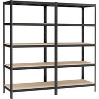 Songmics – Lot de 2 rayonnages étagère charge lourde 5 niveaux – Capacité 750 kg – Dimensions 60 x 120 x 200 cm – Structure en acier antirouille