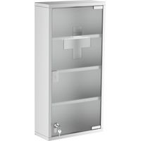 Botiquín Acero Inoxidable 4 Estantes Caja Colgante Pared con Cerradura Armario Gabinete Primeros Auxilios