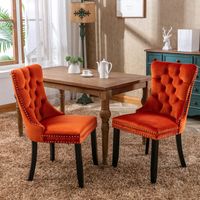 Set di 2 Sedie con Altezza Regolabile, Montaggio Rapido, Comfort Elevato e Rivestimento in Velluto Arancione, per Soggiorno