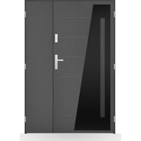Porte d'entrée double Apolline - 130-140-150x208cm - Couleur: Anthracite - Poussant: Gauche - Dimensions: 90x40 cm