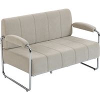 Divano 2 posti ciniglia beige acciaio spugna pannello multistrato 120x73x76 cm