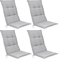 Beautissu Set de 4 Cojines para sillas de Exterior, tumbonas, mecedoras o Asientos con Respaldo Alto Base HL 120x50x6 Placas compactas de gomaespuma Gris claro