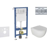 Geberit Duofix - Conjunto de módulo de instalación empotrada, Inodoro Oudee y asiento con cierre suave, botón Delta01, cromo brillante SANI11CA1124B