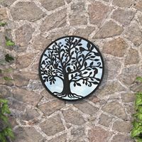 Miroir de jardin, Miroir d'extérieure décoration de jardin Noir 40x2, 5 cm Fer Rond utilisation extérieure CON440095 DESIGN IN