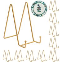 10 Pieces 6 Inch Plate Holders For Display, Gold Metal Frame Holders, Display Photo Frame Holder For Photos, Books, Pictures, Decorative Dishes And Table Art