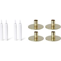 Ensemble de 4 bougeoirs coniques métal doré Novaliv 10 x 5 cm avec bougies LED
