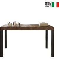 Table de salle à manger cuisine 140x90 cm en bois moderne pieds en fer Sartel - Marron