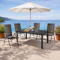 Gartengarnitur 5-teilig 180x90cm Anthrazit/Grau Non-Wood-M691854+4xM116001