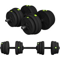 Halteres ajustables 25 kg 2 en 1 con barras de conexión, mangos antideslizantes para gimnasio en casa negro