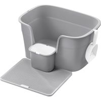Bac à Litière, Litière Extra Large avec Paroi Latérale, avec Un Tapis de Litière, Boîte de Rangement, Pelle, pour Grand Chat, Gris Tourterelle