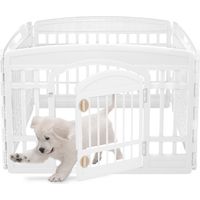 Iris Ohyama Recinto per Cani da Interno con Porta, A60cm, 4 Pannelli, Bianco, Plastica, Parco, Per Cucciolo, Gatti, Animali domestici, Interni, Esterni, Gabbia, Cuccia, Canile, CI-604E