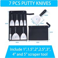 Spatula Set Putty Knife 7 Piece Scratch and Putty Knife Set, Non-Slip Plastic Handle with a Portable Canvas Storage Tool Bag