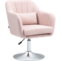 Adjustable height swivel 360° living room armchair with lumbar cushions, rose metal legs