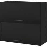 Meuble haut de cuisine Lovia Noir Mat 2 portes relevables L 80 cm - Porte avec poignée apparente Black