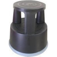 Taburete q-connect ruedas retractiles tres ruedas -dos niveles negro