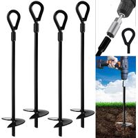 Ground Anchor - 38 cm Length - 14 mm Diameter Steel - For Tent Trampoline Fence - 8 Pieces