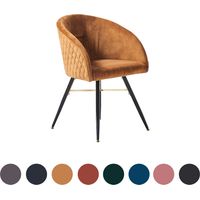 Chaise de salle à manger en velours Vittorio LUX avec pieds en métal - Chaise de salle à manger - Chaise rembourrée - Chaise de salle à manger moderne - Moutarde
