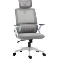 Adjustable office chair, polyester mesh fabric, ergonomic backrest, tiltable and swivel, gray