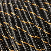 Fil Électrique Tissu Noir et Or 2x0,75mm² - Câble Électrique Textile de Qualité