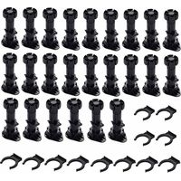 Set of 24 Black Thick Plastic Adjustable Furniture Legs with Fixing Clip for Kitchen or Bathroom Furniture, Cabinet and Sofa (120-150mm), (HjjnmoY026)