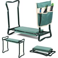 Vounot – Agenouilloir pliable 2 en 1 – Banc de jardinage avec coussin EVA et pochette d'outils – Charge max 150 kg – Dimensions 60x27.5x49 cm
