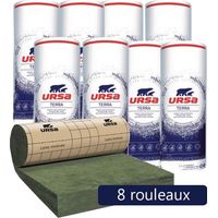Ursa – 8 rouleaux laine de verre 300mm – R 7.50 – 24,96m² – Isolation thermique combles perdus – Revêtu kraft
