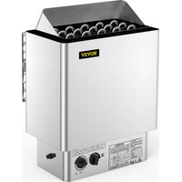 VEVOR Saunaofen 9 KW, Sauna Elektroherd 380 V - 415 V, Edelstahlsaunaofen 20 kg Saunasteine, Elektrischer Saunaofen 2 Modi (Temperatur, Zeit), für 9-13 m³ Saunaraum, 190 cm Höhe, mit Wandhalterung