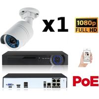 Kit vidéo-surveillance 1 caméra tube IP FullHD 1080P POE