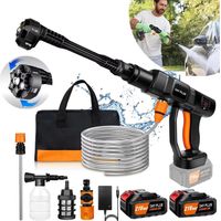 Nettoyeur haute pression sans fil, Nettoyeur portable, Fonction 6-en-1, Nettoyeur auto sans fil, Outil d'arrosage, Pression de 150 bars, Outil de nettoyage pour sols et jardins (2 batteries)