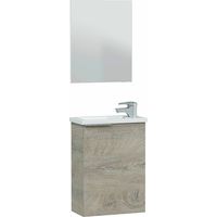 Mobile da bagno de con specchio, Pensile, Modello compatto, Finitura rovere Alaska, Dimensioni: 40 cm (L) x 58 cm (A) x 22 cm (P)