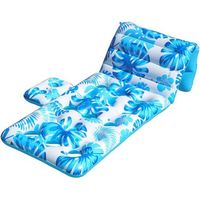 BUNTHAUS Matelas Gonflable pour Adultes, Transat de Piscine à Motif Feuilles Tropicales avec et Porte Gobelets, Bouée Flottante pour Bronzage, Chaise Flottante pour Piscine, Plage, Lac