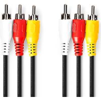 Nedis composite videokabel 3x cinch stecker 3x cinch stecker vernickelt 480p 300 m rund pvc schwarz umschlag