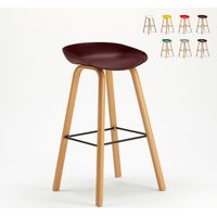 Tabouret de bar café cuisine et salon chaise effet bois Towerwood - Marron