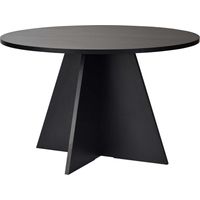 LEYVA - Table à manger ronde couleur bois noir D120 cm