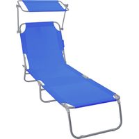 VOUNOT Folding Sun Lounger with Adjustable Backrest and Sunshade Sun Bed, Blue