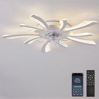 Ventilateurs de plafond avec lumières, ventilateur de plafond sans pales semi-encastré à intensité variable avec application et télécommande, 69 cm