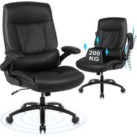 ralex-chair Chaise Bureau, Chaise de Bureau 200 kg pour Personnes Corpulentes, Fauteuil de Bureau en Cuir PU avec Accoudoirs Relevables, Chaise de Bureau Ergonomique Ă Dossier Haut, Noir