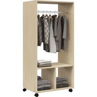 Armario Ropero con Ruedas Barra y Estantes para tener Ropa Colgada y Doblada 60x40x128 cm Natural