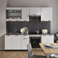 Cuisine Fame-Line, Blanc cottage/anthracite, 240 cm , PT Anthracite, Vicco