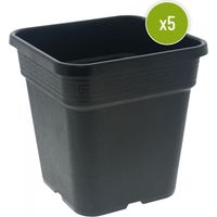 Lot de 5 Pots Carrés Noirs 14L – 28.5x28.5x29 cm