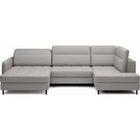 Ecksofa mit Schlaffunktion BERTHO 306 cm grau – Linker Winkel mit Stauraum