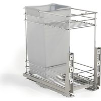 Emuca – Chariot coulissant avec paniers et sac à pain Supra – Coulisses à sortie totale – Système de fermeture amortisseur – Acier chromé – Dimensions 300mm