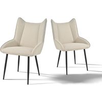 Bon Furni Chaises de Salle à Manger Rembourrées en Tissu Beige, Lot de 2
