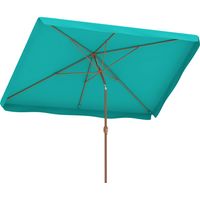 Parasol de jardin 2 x 3 m avec ouverture à manivelle, inclinable et protection UV 50+, turquoise