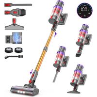 Aspirateur balai sans fil 580W – Aspiration jusqu’à 45 kPa – Autonomie 75 min – Recharge sur support mural – Écran tactile LED